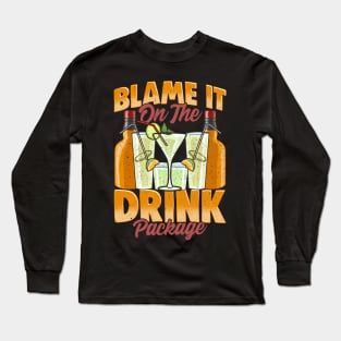 Blame It On The Drink Package Cruise Vacation Pun Long Sleeve T-Shirt